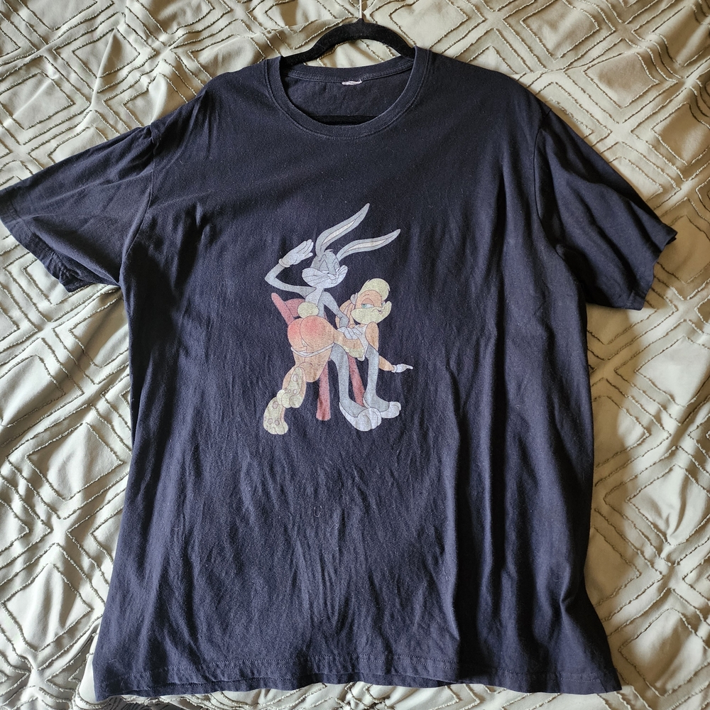 Black Graphic T-Shirt with Cartoon Print